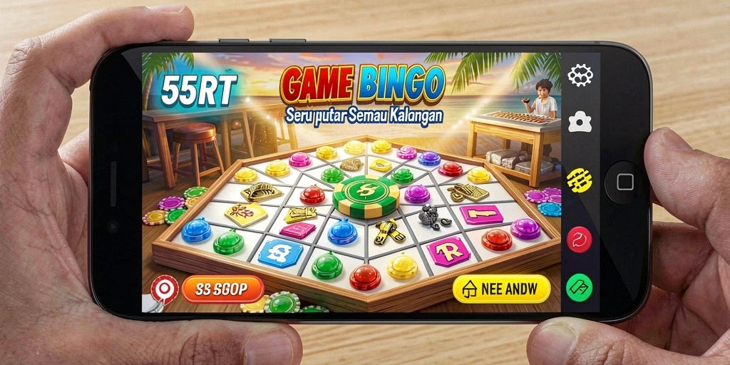 Tampilan gameplay 55RT yang menarik dan penuh warna saat memainkan Bingo.