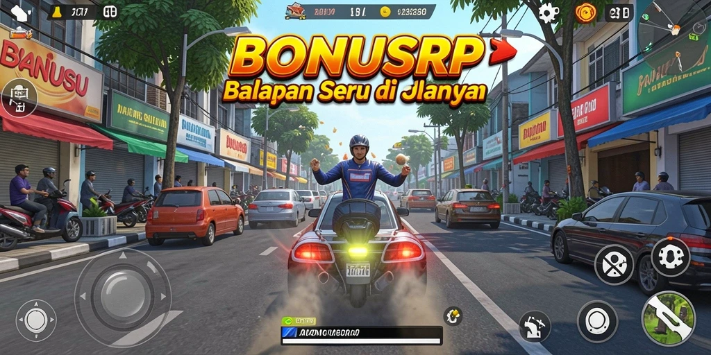 Tampilan gameplay menegangkan dengan mobil balap yang melaju cepat.