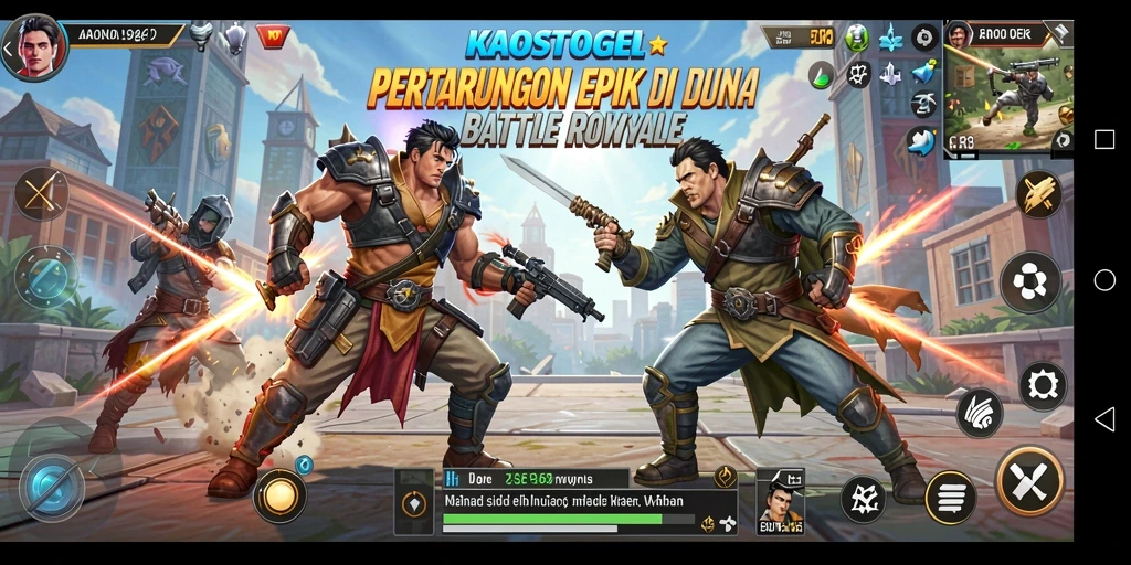 Tangkapan layar KAOSTOGEL menampilkan pertempuran intens di arena Battle Royale.