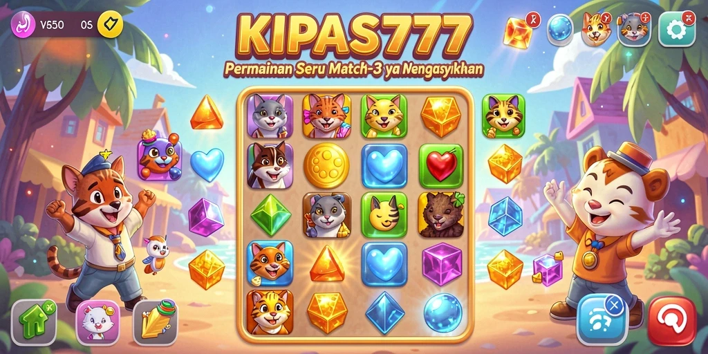 Screenshot KIPAS777 menampilkan gameplay seru Match-3.