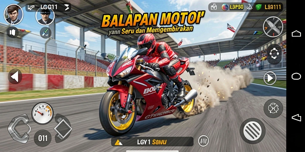 Tampilan gameplay seru balapan motor di LG111 dengan grafik menawan.