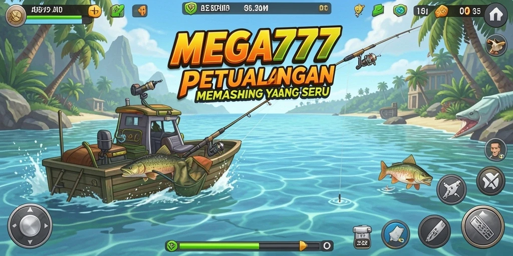 Tampilan menarik dari gameplay <strong>MEGA777</strong> saat menangkap ikan di laut.