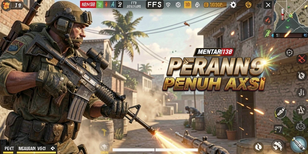 Tangkapan layar gameplay MENTARI138 menunjukkan aksi tembak-menembak yang mendebarkan.
