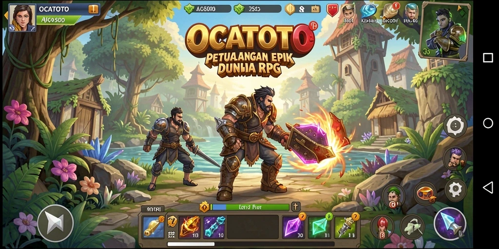 Tangkapan layar gameplay OCATOTO menunjukkan aksi RPG yang mendebarkan.