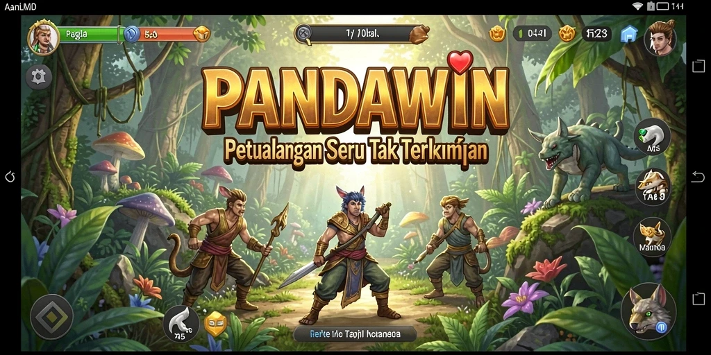 Tampilan gameplay seru di dunia petualangan PANDAWIN.