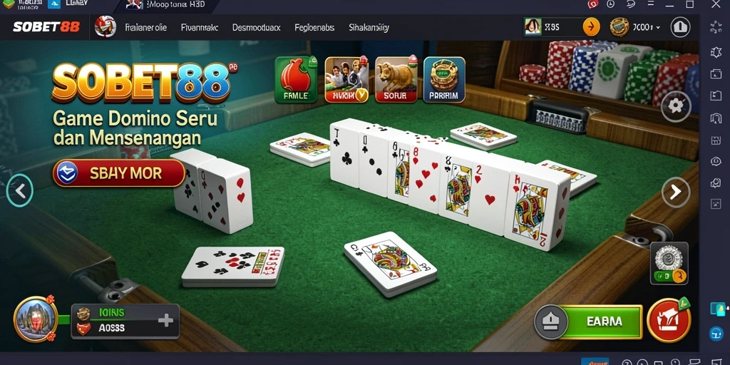 Tampilan menarik dari gameplay domino SOBET88 yang menyenangkan.