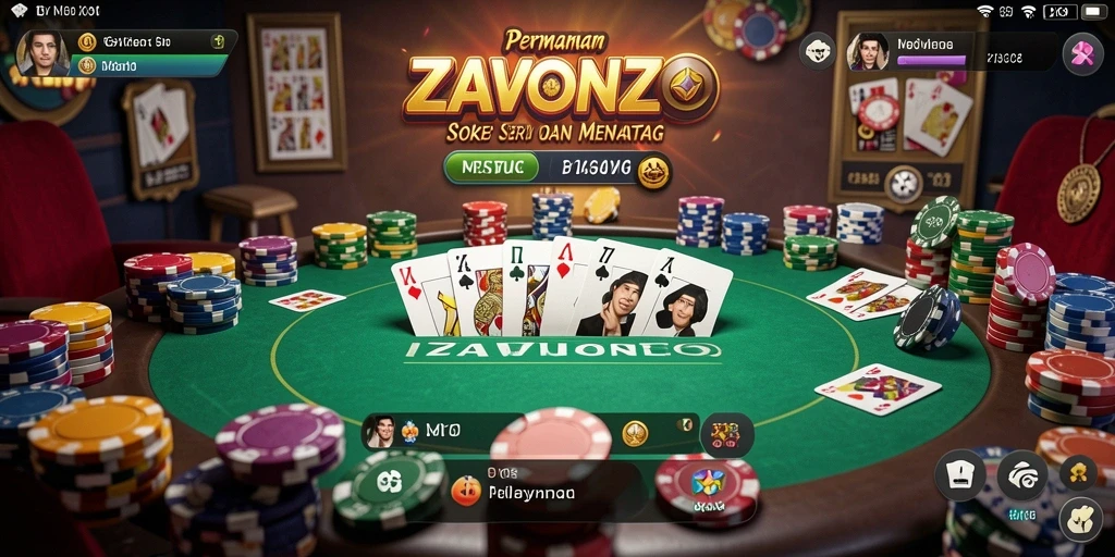 Tampilan menarik dari gameplay Poker di ZAVONZO.